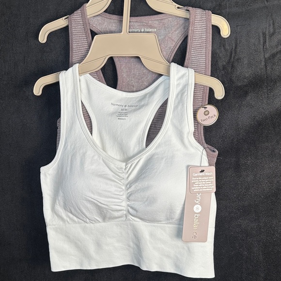 Harmony & Balance Ribbed Sports Bra - Mauve and White - Picture 10 of 14